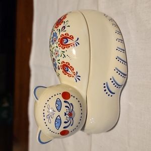 Floral Cat Trinket Box Elizabeth Arden Porcelain